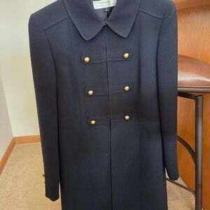 Tahari Arthur Levine mid-length military black coat